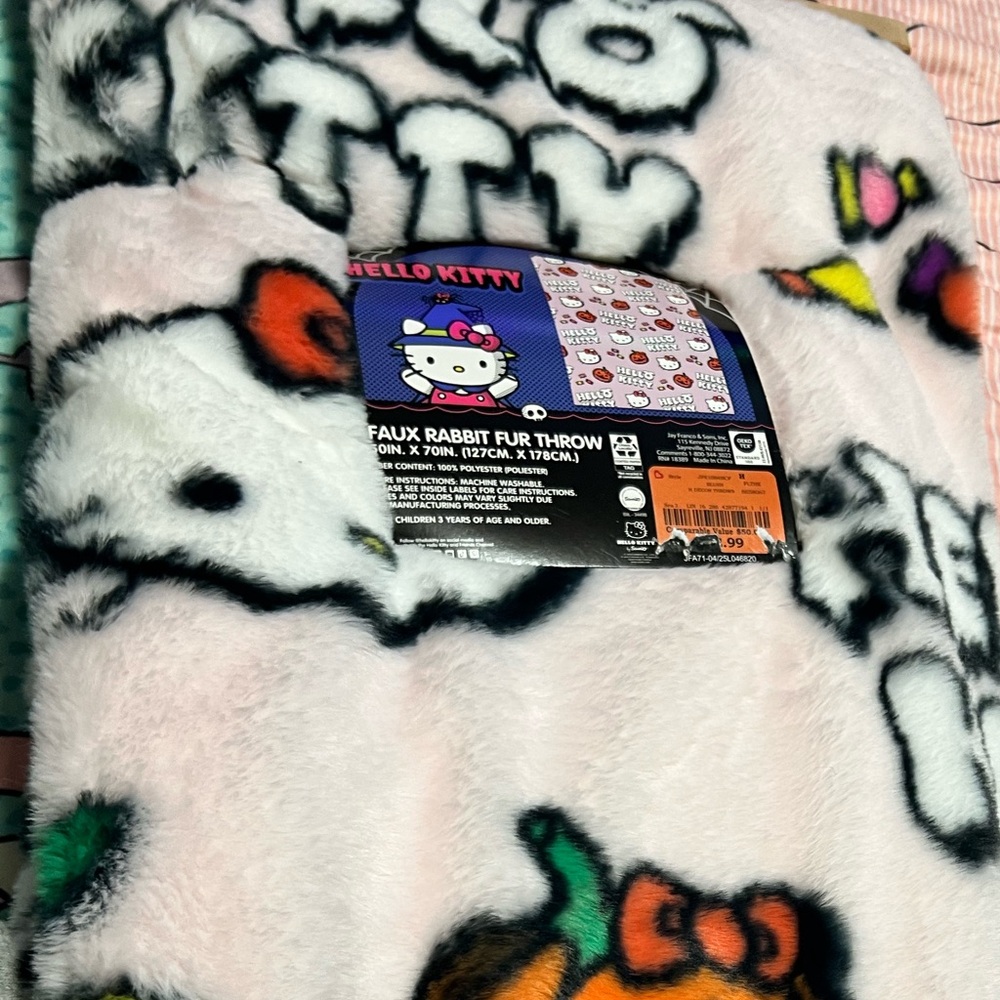 Hello Kitty Colorful Faux Fur Blanket